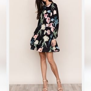 YUMI MIM Anthroplogie Westview Black Wild Love Floral Dress . Size XS